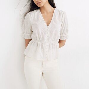 Madewell V-Neck peplum Popover Top in Clipdot
